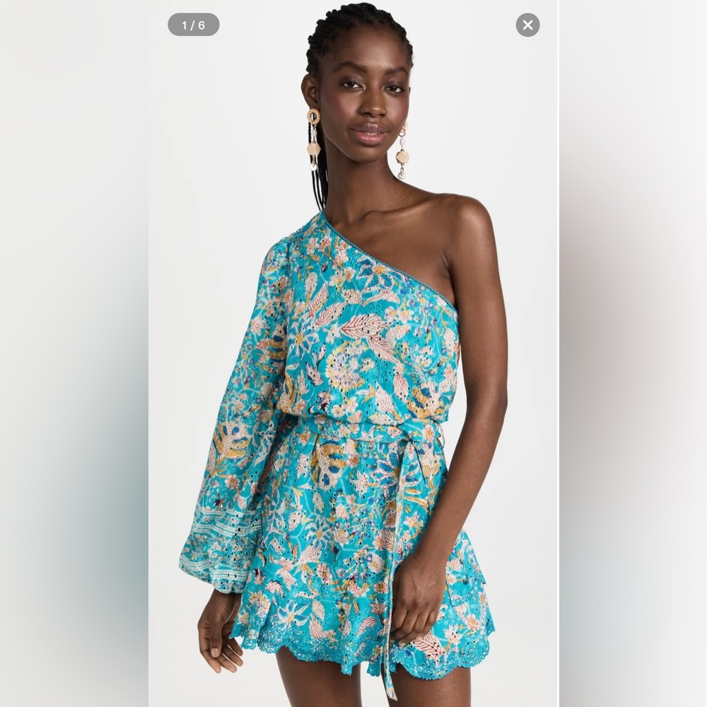 Hemant and Nandita Lyna short dress in turquoise blue